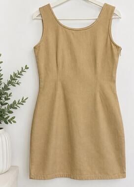 Forewarned Khaki Tan Sleeveless Mini Dress Size 6 Utility Pocket Dress